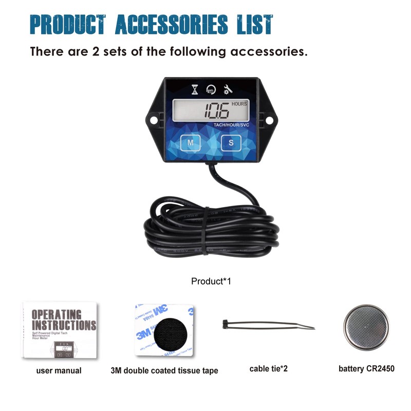 Runleader 2 Pieces Runleader Small Engine Timer, Digital Tachometer, Maintenance