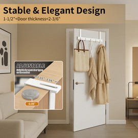 2 Pack Over The Door Hanger Hooks - Adjustable Silent Door Hooks with Suction Cups, No Drill Hanging Solution for Home, Office, Dorm