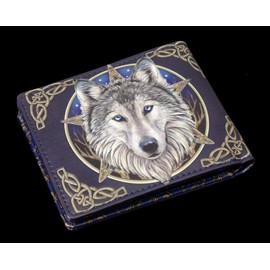 Men's Gothic Wallet with Wolf Motif - Wild One - Embossed | Fantasy Wallet Multicoloured, multicoloured, Additional pocket