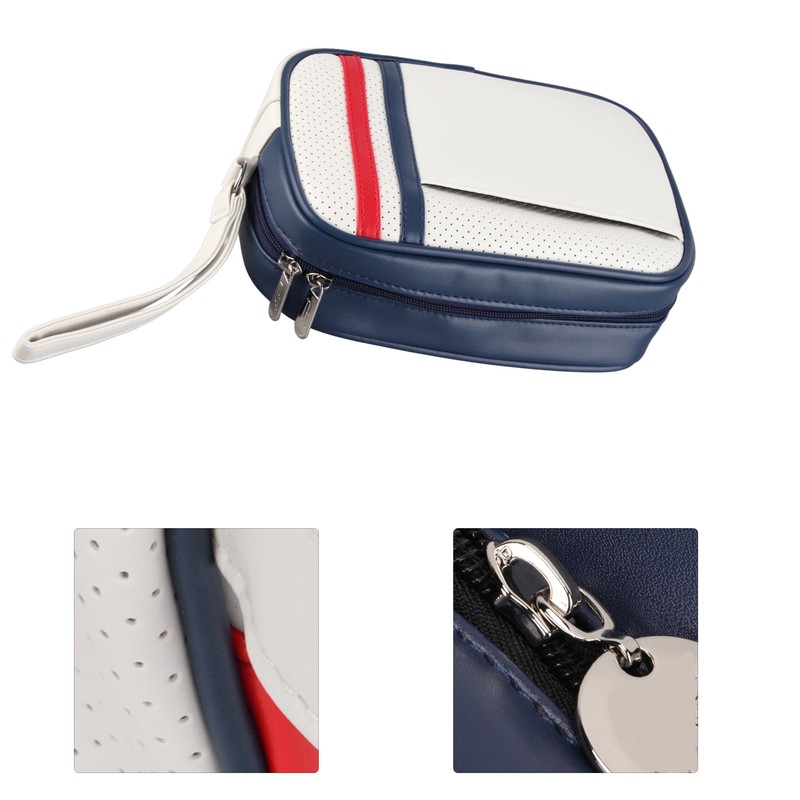 PU Leather Golf Ball Pouch Bag Tee Holder Handbag Storage