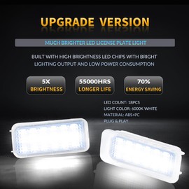 DERMOKA LED License Plate Lights For Ford Explorer Escape Fusion Fiesta Expedition Lincoln MKC Tag Lamp Assembly, 6000K White 2PCS
