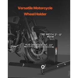 VEVOR Motorcycle Wheel Chock, Max. 1800 lbs Heavy Duty Motorcycle Stand, with 6 Adjustable Holes, Durable Steel Construction, Fits 15"-22" Wheels, Work with Off-Road and Regular Bikes