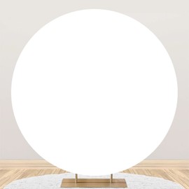 White Round Backdrop Cover 7.2x7.2ft Polyester Fabric Pure White Circle Phptography Backdrop Baby Shower Birthday Party Photography Background for Adult Kids Portrait Photo Studio Props