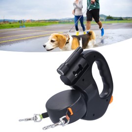 Retractable Dog Leash Double Head Lockable Extendable Pet Leash with Flashlight and Bag Dispenser,Reflective Nylon Straps Design,Walk Dog Leash for Dogs Pets