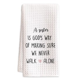 BONETAT A Sister is God's Way Kitchen Towels, Christian Gifts for Women Sister, Inspirational Dish Towels, Waffle Weave Hand Towels, Birthday Christmas Housewarming Gifts