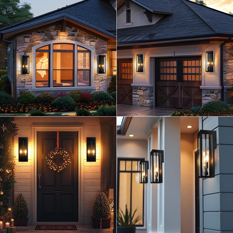 Sparluvix Outdoor Wall Lights 16 Inch Large, 2 Pack Black