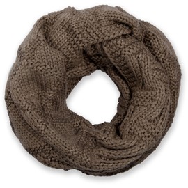 StyleBreaker 01018155 Unisex Knitted Loop Scarf with Grid and Rib Pattern, Plain Fine Knit Snood Scarf, Winter Knitted Scarf -