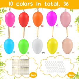 36 x Easter Eggs for Hanging, Colourful Plastic Eggs, Easter, Easter Eggs Decoration, Easter Egg Tree Hanging Decoration, Plastic Eggs for Hanging & Decorating, Plastic Eggs for Easter Decoration