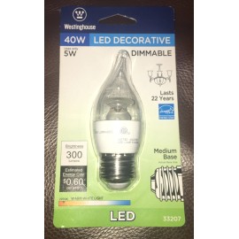 Westinghouse 33207 Single 5 Watt Dimmable LED DECORATIVE CA11 Clear NOS