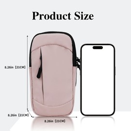 FuninCrea Handyhalterung Arm mit Abnehmbarem Riemen, 2 Reißverschlusstaschen Handytasche Joggen PU-Leder Handyhalterung Arm Joggen mit Geräuschlosem Reißverschluss zum Laufen (Grau)