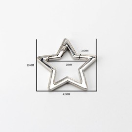 Silver Star Shaped Stainless Steel Keychain Clip Carabiner Snap Hook Holder Star Carabiner Hook Clip Key Holder Carabiner Clip for Keys and Wallet with Key Chain Rings, Keyrings and Charms