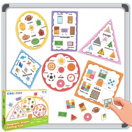 Creatoy Color Sorting Magnets for Fridge, Magnetic Shapes for Whiteboard, Toddler Fridge Magnets, Color Sorting Sensory Toys, Colors & Shapes Recognition Educational Toys Homeschool Must Haves