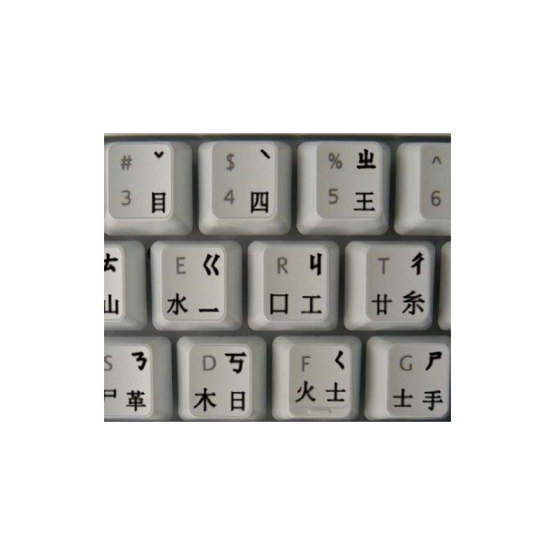 Chinese Keyboard Stickers with Black Lettering Transparent Background for Desktop,