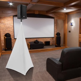 OUUTMEE Speaker Stand Covers - 2 Pack Floor Speaker Tripod Scrim Cover with 360 Degree Cover | Universal DJ Light & Tripod Scrim Skirt for Weddings, Events & Home Use | Creamy White