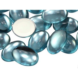 Aqua Lite .QR120 Flat Back Acrylic Oval Cabochon Professional Quality 14x10mm Blue (Pack of 40)