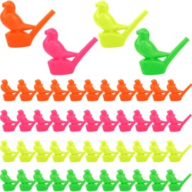 48 Pack Plastic Bird Whistle Novelty Water Warblers Whistle Colorful Bird Water Whistle for Kids Adults Water Bath Party Games Favors Fun Musical Instrument Toy, 4 Colors