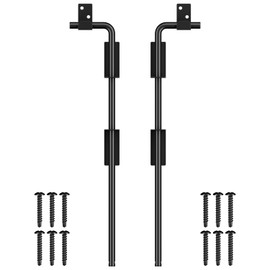 18" Cane Bolt Gate Drop Rod Heavy Duty Gate Hardware, Gate Ground Latch for Wood Metal Vinyl Gates Doors Stopper for Gate Ground, Wrought Iron Gate Latches, Black Finish-2 Pack