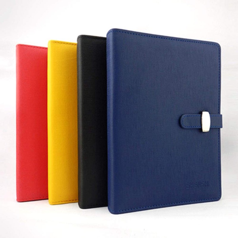A7 Yellow PU Leather Business Notebook with Pen Pocket and