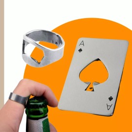 Veraly Destapador Tarjeta Botellas Carta Pokar Acero +anillo