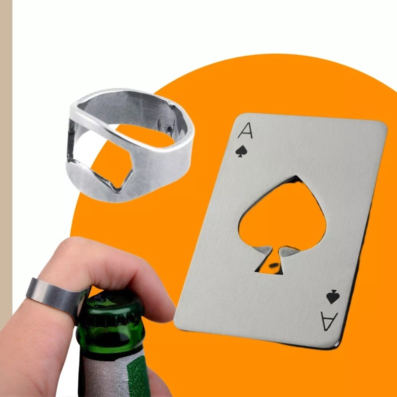 Veraly Destapador Tarjeta Botellas Carta Pokar Acero +anillo