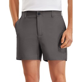 PULI Golf Shorts Men Relaxed Fit Stretch Dress Lightweight Casual Waterproof Travel Quick Dry Flat Front Shorts Grey 36W×5L