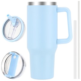 QDXMD 40 oz Tumbler with Handle and Flip Straw Lid, Vacuum Insulated Leak Proof Double Walled Stainless Steel Travel Mug Tumblers, Maintains Cold Ice and Heat for Hours(Blue)