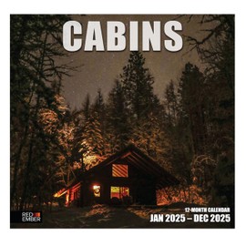 RED EMBER Cabins 2025 Wall Calendar 12 Month | 12" x 24" Open | Thick & Sturdy Paper | Giftable | Calendar 2025