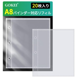 Gokei A8 Size Refill, Polypropylene Sheet, A8, Mini 8, Binder, Notebook, Sticker Mount, Card Pockets, Transparent, Sticker Pad, Micro 8, Card Sleeves, Peelable, Clear, Mini 3 Holes, Pocket Size, Girls, Collage (Pack of 20)