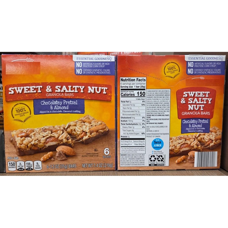 Mill-ville Sweet & Salty Nut Granola Bars Chocolatey Pretzel &