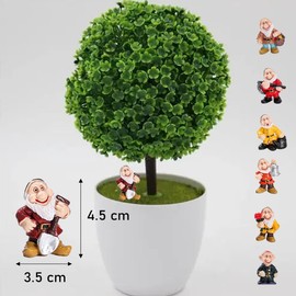 Tashce 7 pieces mini garden gnomes 4.5 cm made of resin, garden decoration for lawn and outdoor use