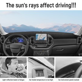 ZZEQYG Dash Cover for Ford Bronco Sport 2021 2022 2023 2024 Accessories Flannel Dashboard Cover Dash Mat Center Console Cover Sunshield Protector Pad