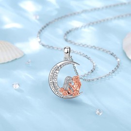 Mother and Child Necklace 925 Sterling Silver Mother Daughter Pendant Necklace, Birthday Mother's Day Jewellery Gift for Mum Daughter Wife Girlfriend Sister, Sterling Silver, No Gemstone