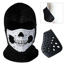 SHENKEL CoD Ghost Skull, Balaclava, Knit, Thick, Shell Mask, Black, Set of 2, Cold Protection, Anti-Fog, Easy to Breathe Airsoft