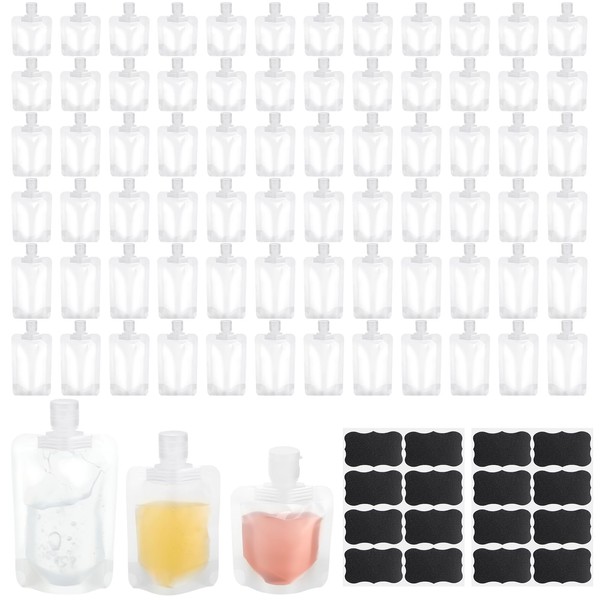 Funnymoom 72 Pcs Travel Pouches for Toiletries Bulk Leakproof Refillable