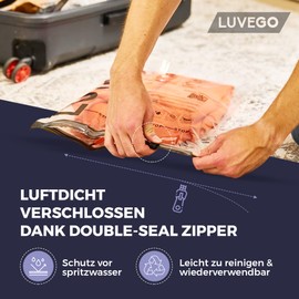 Luvego Vacuum Bags for Travel - Pack of 12 - Travel Vacuum Bags for Clothes to Roll - 4 x 70 x 50 cm, 4 x 60 x 40 cm, 4 x 50 x 35 cm - Rollable Vacuum Bags for Travel, Compression Bags