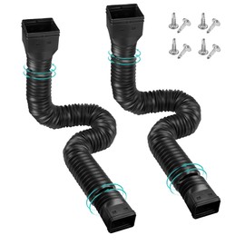 PXCAYFF 2 Pack Rain Gutter Downspout Extensions Flexible,Downspout Extender Diverter Extendable from 21" to 58". Drain Pipe Connector Extendable for Most Residential Downspouts (Black)
