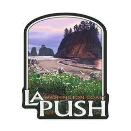 Die Cut Sticker La Push, Washington, Washington Coast, Contour Vinyl Sticker 1 to 3 inches (Waterproof Decal for Cars, Water Bottles, Laptops, Coolers), Small