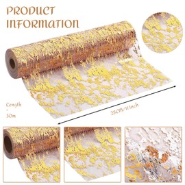 Gold Table Runner, Shiny Table Runner, with Gold Foil Coating, Reusable, for Weddings, Birthdays, Christmas, Golden Wedding (28 cm x 30 m, Rose Gold)