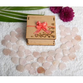 Wonder Care - Healing Crystal Pocket Heart Natural Rose Quartz Love Puff Heart Carved Shape Palm Tree Worry Stone Reiki Chakra Balancing Gift for Christmas New Year Valentine's Day