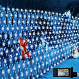 Lovelite 510 LED Christmas Net Lights, 27.9ft x 5ft Mesh Lights Outdoor Clear Wire 8 Modes, Waterproof Connectable String Lights Plug in for Xmas Tree Bushes Garden Holiday Party Decorations - White