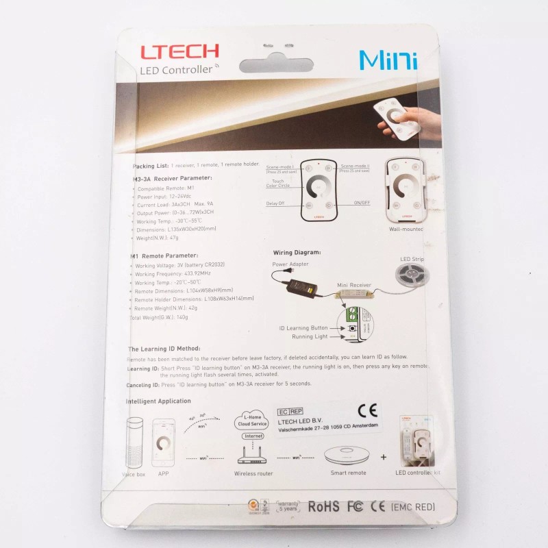 Ltech M1+M3-3A Mini Controller with RF Remote - Dimming