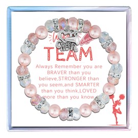 Fullrainbow Cheerleader Gift,Cheer Gifts,Cheer Stuff,Cheer Gifts Bulk for Team (Pink Cheer Bracelet)