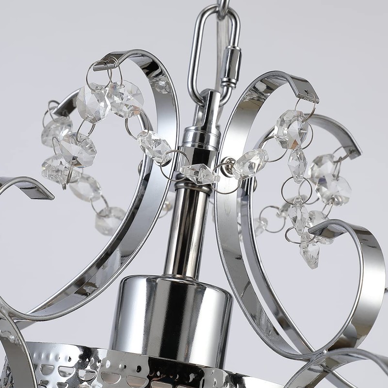 riomasee Mini Chandelier Modern Chrome Crystal Ceiling Light Fixture 1-Light