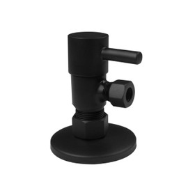 Westbrass D105QR-62 Round Lever 1/4-Turn Angle Stop 1/2" Copper x 3/8" Compression, Matte Black
