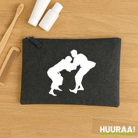 Huuraa Kulturbeutel Judo Silhouette Geschenk 1 Liter Charcoal Filz Judo Geschenkidee