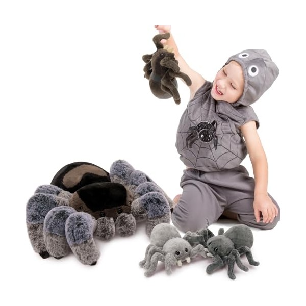 MorisMos 4Pcs Large Spider Plush, 16inch Mommy Spider Stuffed Animal