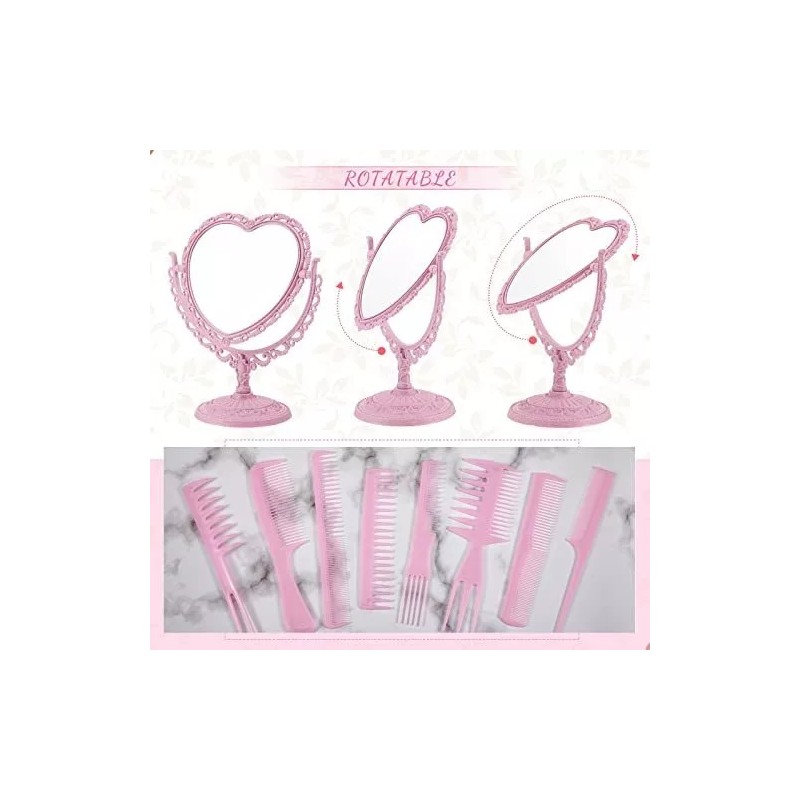 Chengu Espejo Giratorio De Doble Cara Forma De Corazon Con