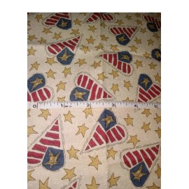 Unbranded "Patriotic" Americana  w/Hearts Cotton Fabric - Fat Quarter 18"x21"  T59