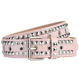 Umimiss Studded Belt - Pink Goth Belt for Characteristic Girl, Y2K Belt, PU Leather Pyramid Studded Belt, Punk Studded Belt, Fashion Studded Rock Leather Belt for Jeans Leather Pants