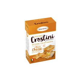 Dolcetto Oven Baked Crostini Crackers, Three Cheese Flavor, 7.05 Oz (Pack of 3), Artisanal Italian Crackers Made with Extra Virgin Olive Oil, Halal